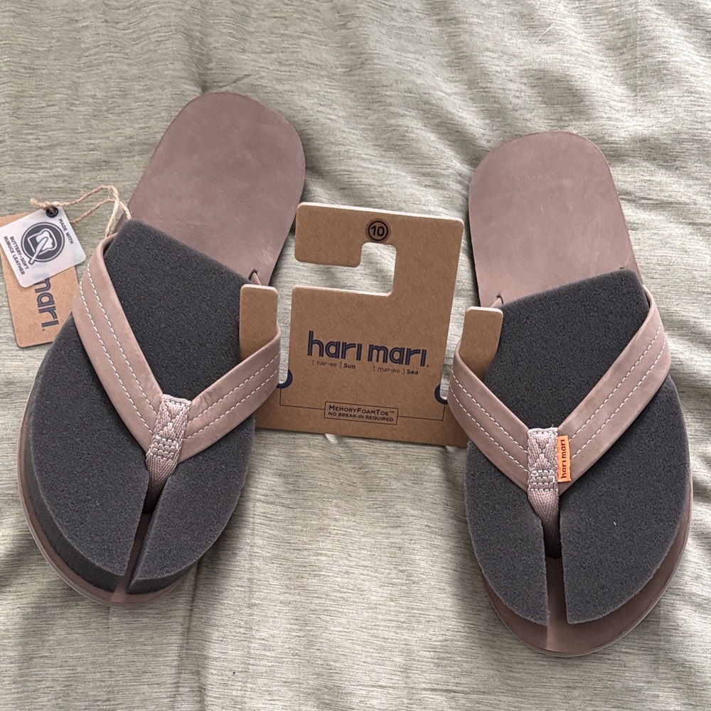 Men's Tan and Gray Flip-Flops